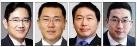 (왼쪽부터) 이재용 삼성전자 부회장, 정의선 현대자동차그룹 회장, 최태원 SK 회장, 구광모 LG 회장.