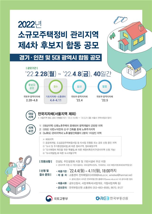국비 150억원 받고 신속재개발 …소규모주택정비 후보지 공모