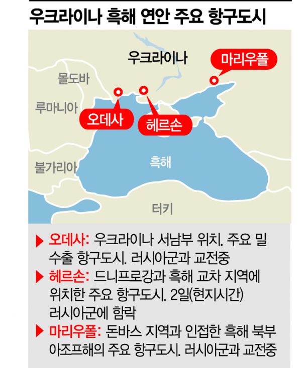  러, 흑해 주요 항구 '헤르손' 점령…곡물 공급망 위기 고조