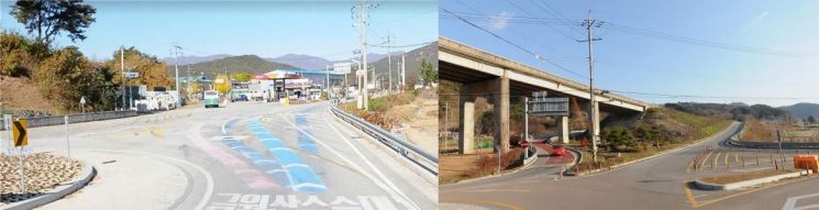 거창군 위천면 국지도37호선 회전교차로 구간과 함양군 백전면 국지도37호선 진출입 램프 구간.