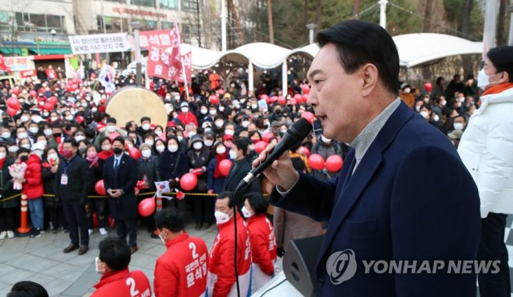 지난 7일 경기도 유세 당시 윤 당선인. / 사진=연합뉴스