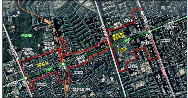 서초구 서초역~강남역 일대 업무 중심지 개발 청신호...층고 7→28m ↑