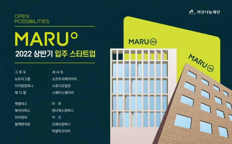 아산나눔재단, '마루' 상반기 입주 스타트업 선정