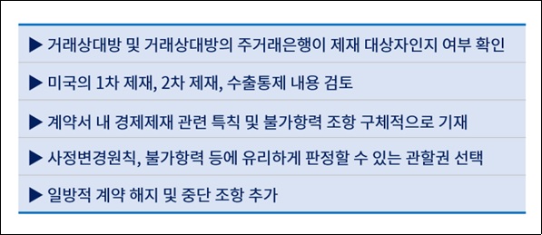 국제거래 체결시 우리기업의 리스크 관리방안.(자료=대한상의)