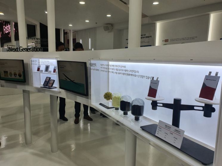 지난달 17일 서울 삼성동 코엑스에서 열린 '2022 인터배터리' LG에너지솔루션 부스에 게재된 전고체 2차전지 게시물.(사진=문채석 기자)
