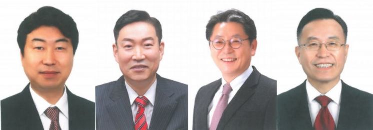 (왼쪽부터) 권통일 제20대 대통령직 인수위원회 자문위원, 박영진 전 경남지방경찰청장, 홍태용 국민의힘 경남도당 수석부위원장, 황진원 전 김해시 생활체육회 부회장.