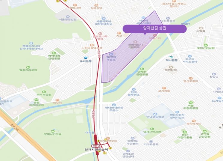 양재천길 상권 위치도