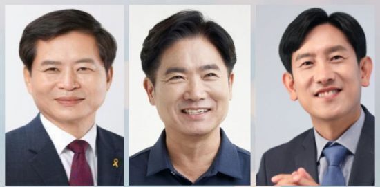 왼쪽부터 장석웅 예비후보, 김대중 예비후보, 김동환 예비후보
