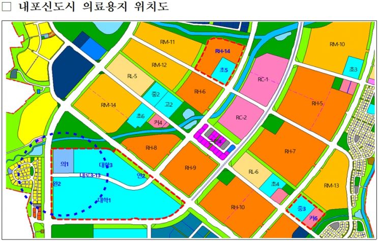 충남혁신도시 내 의료부지 위치도. 충남도 제공