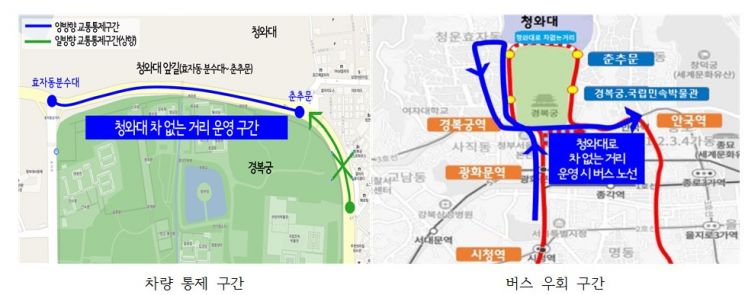 서울시, 청와대로·인왕산로 '차없는 거리' 시범운영…방문객 편의↑