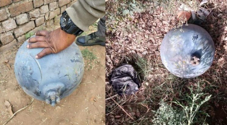 지난 12일 인도 농촌 지역에 떨어진 중국산 우주쓰레기 추정 물체.