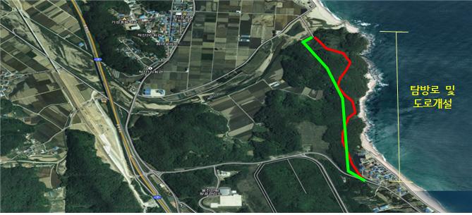 울진군 추진하는 탐방로, 도로개설 사업 계획도.