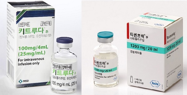 MSD(미국 머크)의 면역항암제 '키트루다(Keytruda)'와 로슈의 면역항암제 '티쎈트릭(Tecentriq)'