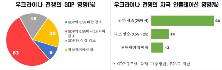 OECD 31개국 경제단체 절반 "'우크라 사태'로 GDP 최대 1% 감소"