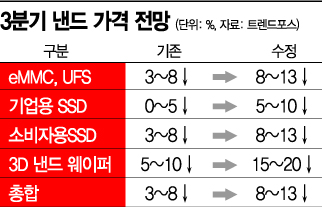 [위기의 K-반도체]낸드가격 3분기 '뚝'...낙폭 가팔라진다