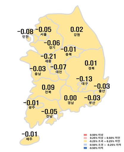 시도별 아파트 매매가격지수 변동률 ＜사진=한국부동산원＞