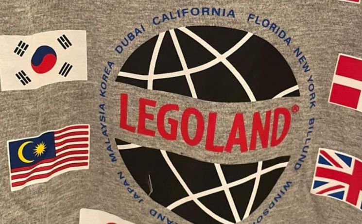 미국 레고랜드 기념품 티셔츠 왼쪽 상단에 삽입된 태극기 문양에서 오류가 발견됐다. 사진=서경덕 성신여대 교수 페이스북 캡처.