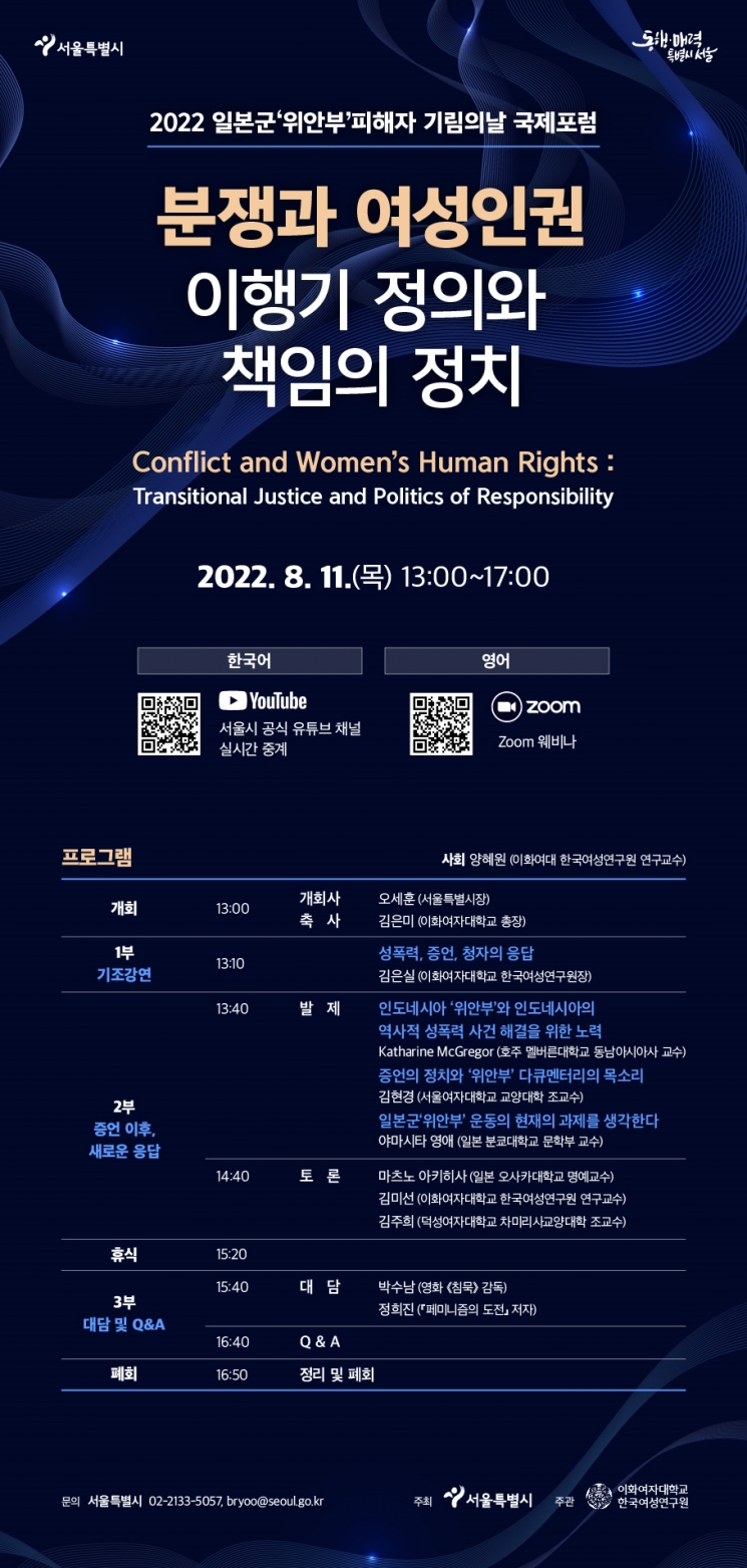 서울시, 14일 '일본군 위안부 기림의 날' 국제포럼 11일 개최