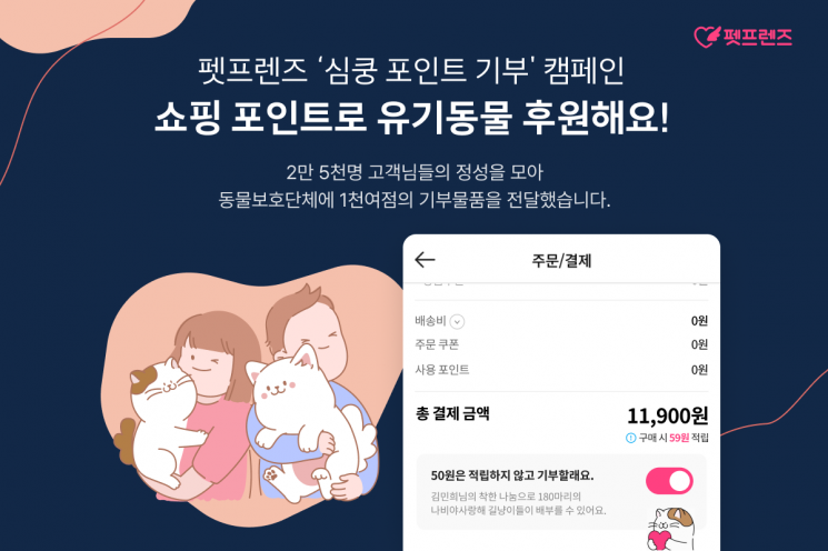 펫프렌즈, ‘심쿵 포인트 기부’ 캠페인…2만5000명 참여