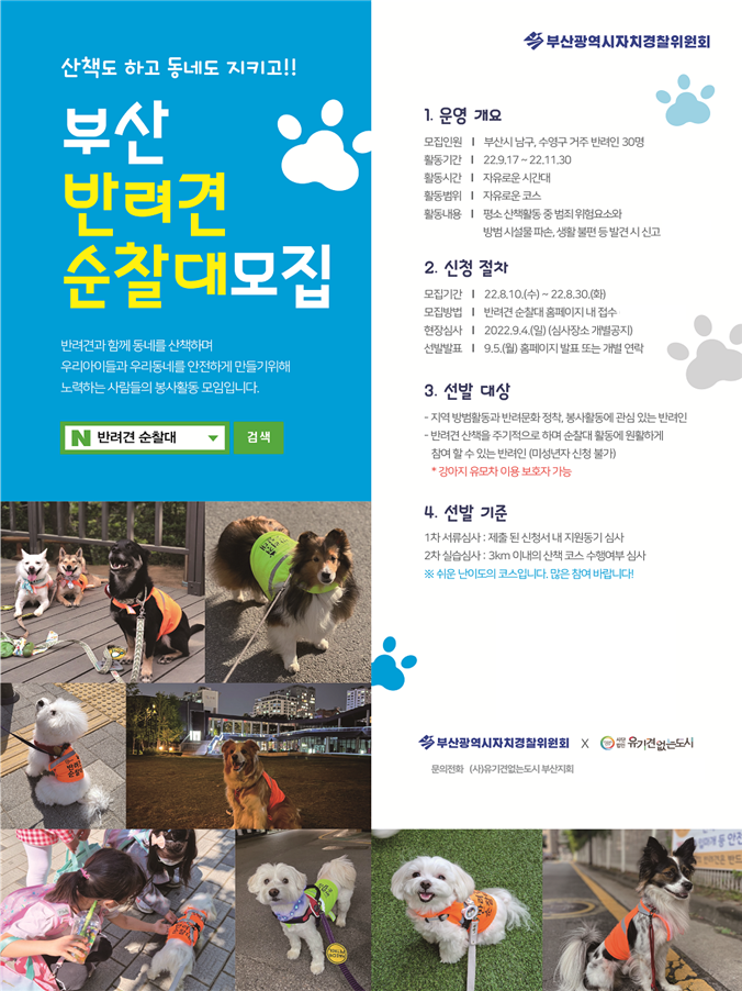 ‘부산 반려견 순찰대’ 모집 홍보 포스터.