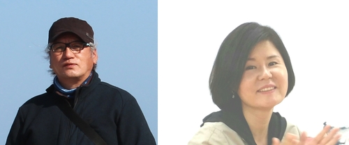 고산문학대상 수상자 김명기(왼쪽)와 선안영. 사진제공=열린시학사