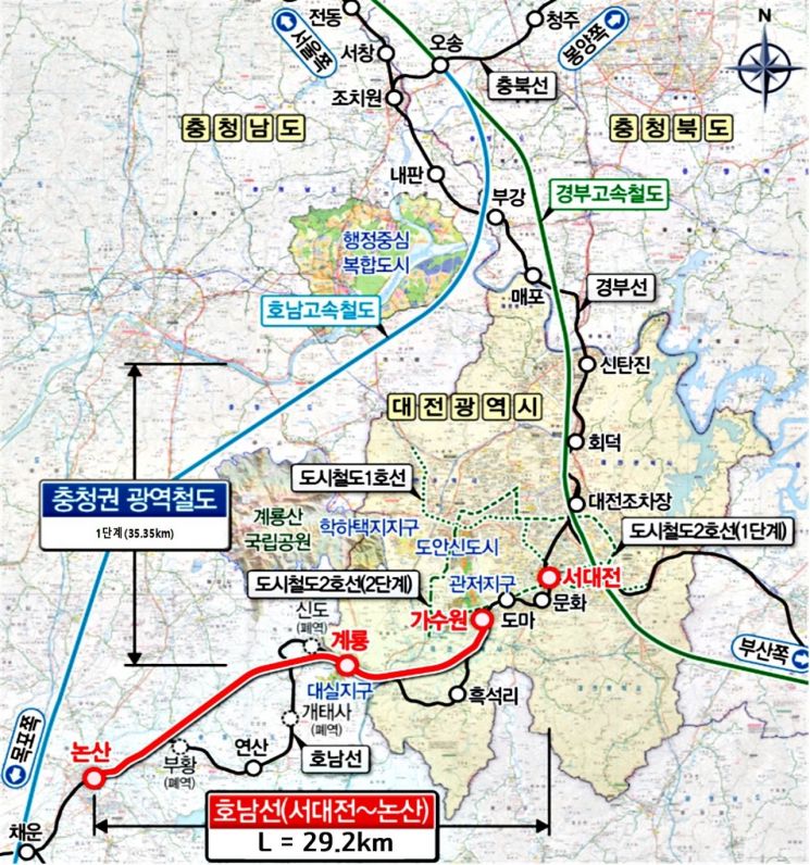 호남선 고속화 사업 노선도. 대전시 제공