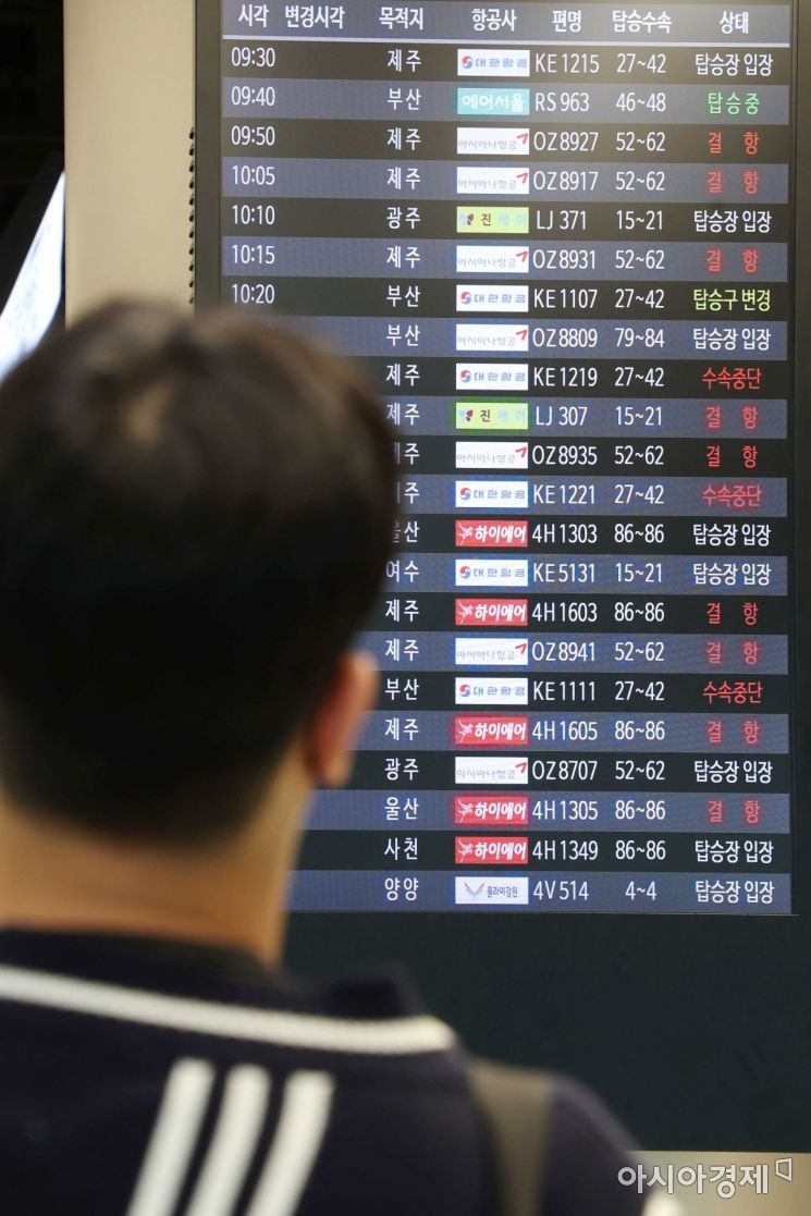 [포토]김포공항 국내선 무더기 결항 