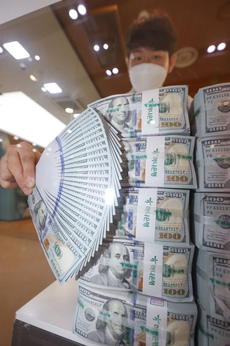 6일 서울 중구 하나은행 위변조대응센터에서 직원이 달러를 정리하고 있다. [이미지출처=연합뉴스]