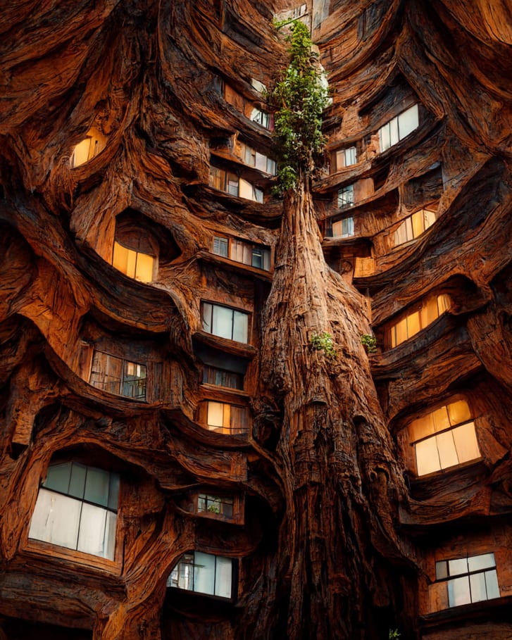 바티아는 이 건물은 세계에서 가장 큰 살아있는 나무인  캘리포니아의 116m 높이의 삼나무 하이페리온에서 영감을 얻었다고 설명했다. 사진=미나스 바티아