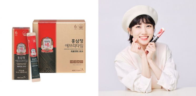 정관장 '홍삼정 에브리타임 밸런스'와 제품모델 배우 박은빈.