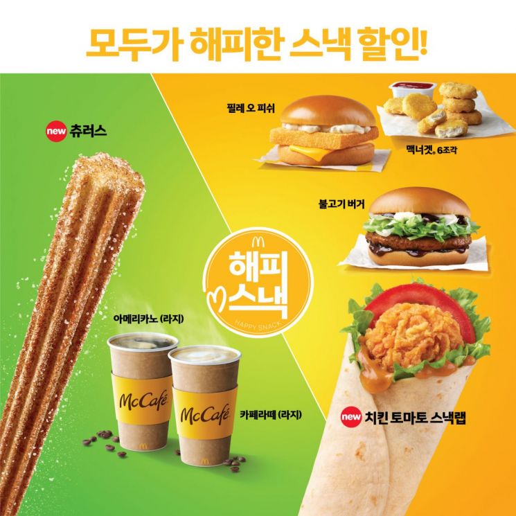 "츄러스 포함" 맥도날드, '해피 스낵' 라인업 공개
