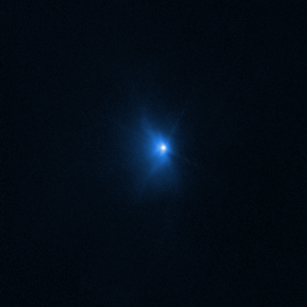 허블 우주망원경이 촬영한 DART 우주선-소행성 충돌 전후 사진. 출처=미 항공우주국
