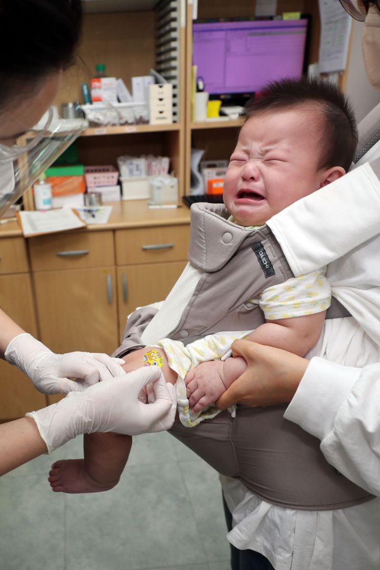 지난해 9월 21일 광주 북구 미래아동병원에서 아기가 독감 주사를 맞은 뒤 울음을 터트리고 있다. [이미지출처=연합뉴스]