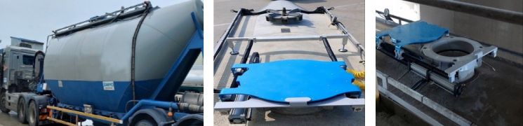 벌크시멘트 트레일러(BCT) 및 자동개폐커버(Automatic Hatch Cover). [사진제공=삼표시멘트]