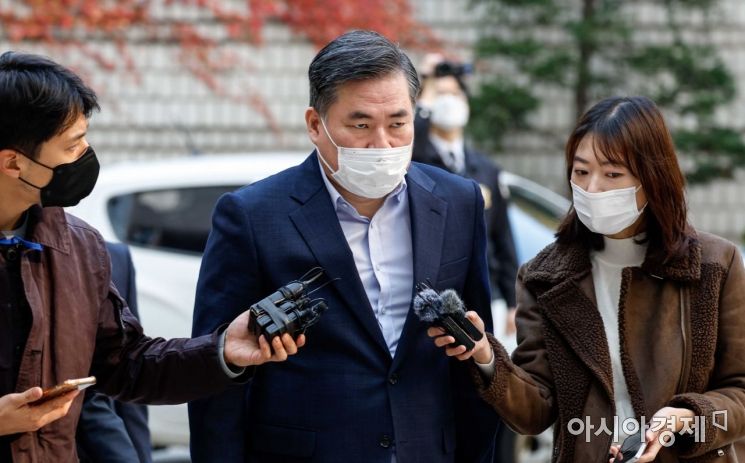 유동규 전 성남도시개발공사 본부장이 28일 서울 서초구 서울중앙지방법원에서 열린 대장동 개발 사업 로비-특혜 의혹 관련 재판에 출석하고 있다./강진형 기자aymsdream@