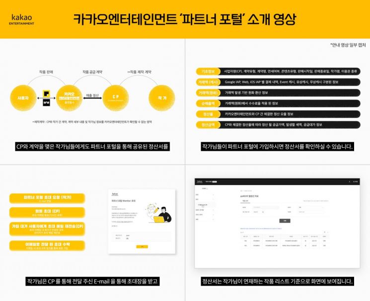 카카오엔터, 작가 정산 확인 사이트 ‘파트너 포털’ 정식 운영 시작