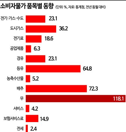 물가, 또 날았다…13년 8개월만에 근원물가 최고치로