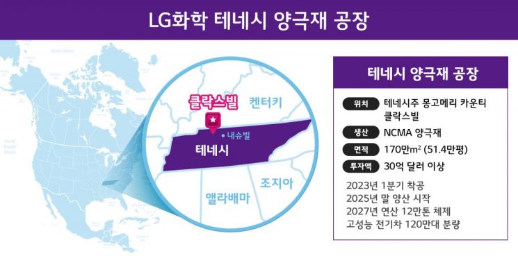 LG화학 테네시 양극재 공장 위치. 사진제공=LG화학