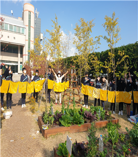 부산 금사중의 자유학년제 학교 텃밭 정원.