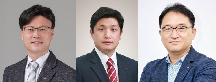 왼쪽부터 조지태 전무, 노승원 전무, 김흥식 부사장 / 제공=LG이노텍