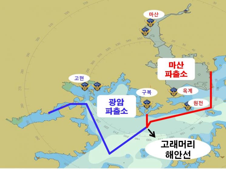 경남 창원해양경찰서 광암파출소의 관할 구역. [이미지출처=창원해양경찰서]