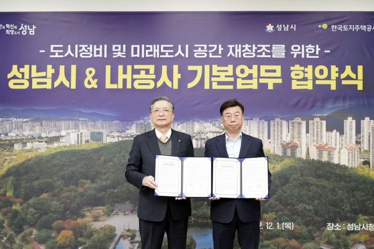성남시, 도시정비·미래도시 재창조위해 LH와 업무협약 