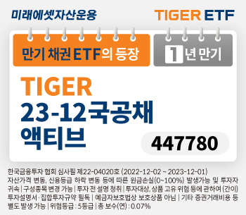 미래에셋 'TIGER 23-12 국공채액티브 ETF' 신규 상장