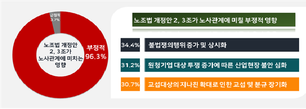 국내 기업 대부분이 노동조합 파업으로 발생한 손실에 대한 사측의 손해배상 청구를 제한하는 이른바 ‘노란봉투법’에 대해 부정적으로 바라본다는 설문 결과가 나왔다./사진제공=한국경영자총협회