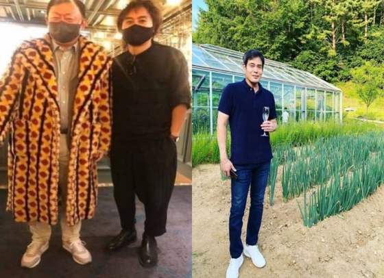 친환경 브랜드 운동화를 착용한 신동빈 롯데그룹 회장(왼쪽)과 정용진 신세계그룹 부회장 / 사진=신동빈, 정용진 인스타그램 캡처