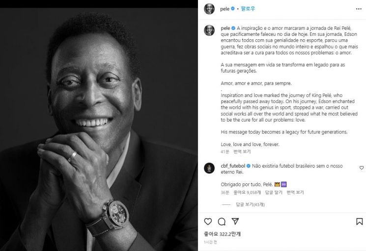 '월드컵 3회 우승·통산 1281골' 펠레가 남긴 기록들