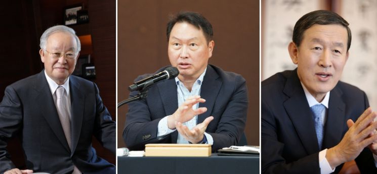 (왼쪽부터)손경식 한국경영자총협회 회장, 최태원 대한상공회의소 회장, 허창수 전국경제인연합회 회장. 사진= 각 단체 제공