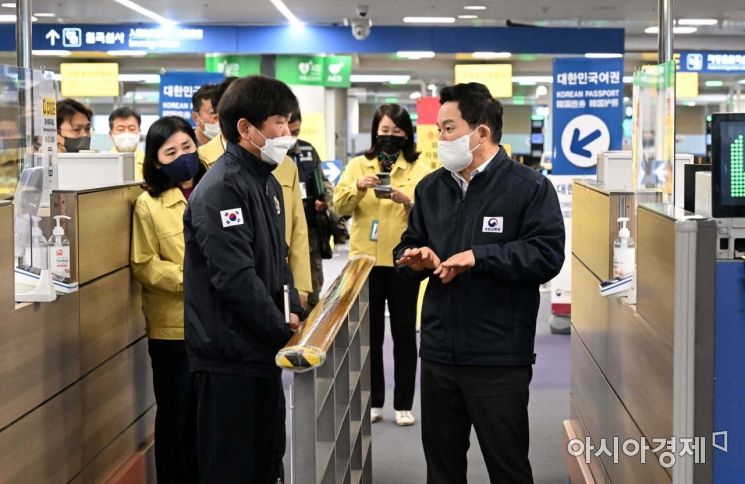 [포토]원희룡 장관, 인천공항 방역 상태 현장점검