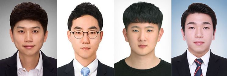 (왼쪽부터) 부경대 이보람 교수, 한양대 최효성 교수, 송호찬, 정우현 박사과정생.
