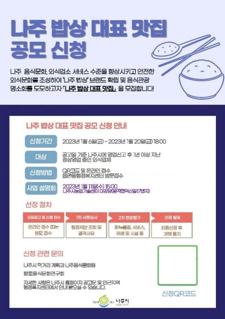 나주시, 20일까지 ‘나주밥상 대표 맛집’ 공개 모집